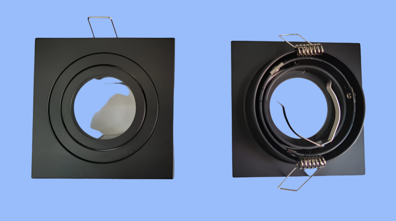 Square White/Black tiltable frame suitable for Led Modules/MR 16 lamps till 12W.