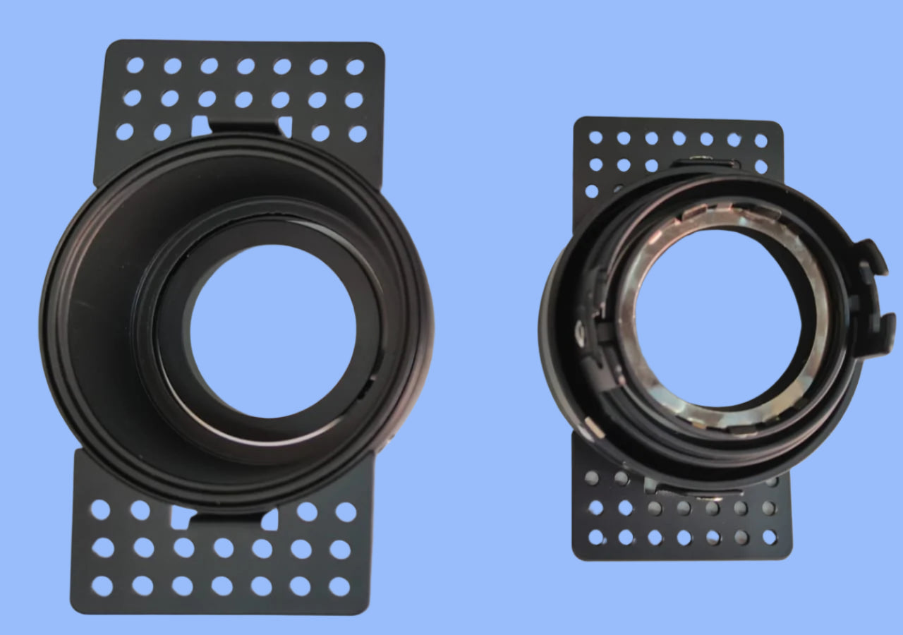 Round White/Black deep tiltable trimless frame for Led modules/MR 16 lamps till 18W.