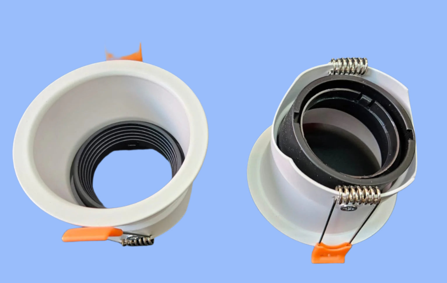 Round White + Black Deep Tiltable Trimless type Frame Suitable for Led Modules/MR16 lamps till 12W.