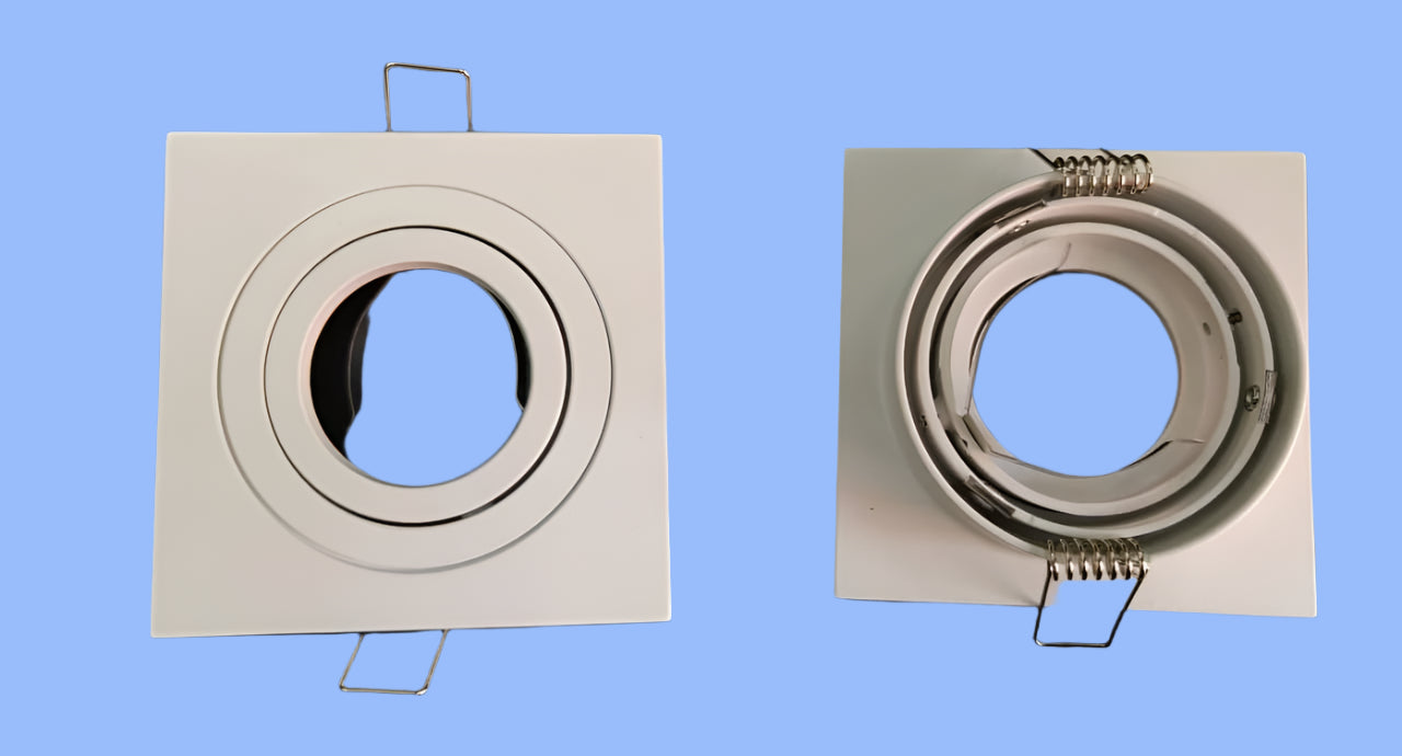 Square White/Black tiltable frame suitable for Led Modules/MR 16 lamps till 12W.