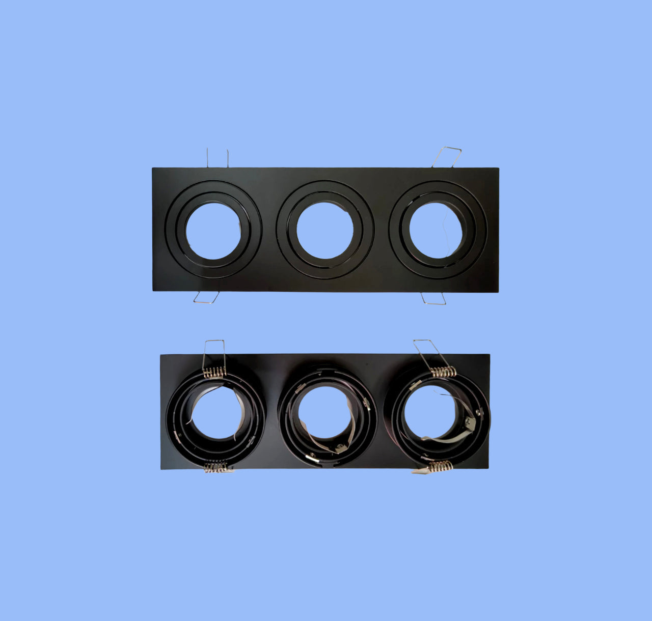 Rectangle White/Black tiltable 3 lights frame suitable for Led Modules/MR 16 lamps till 12W.