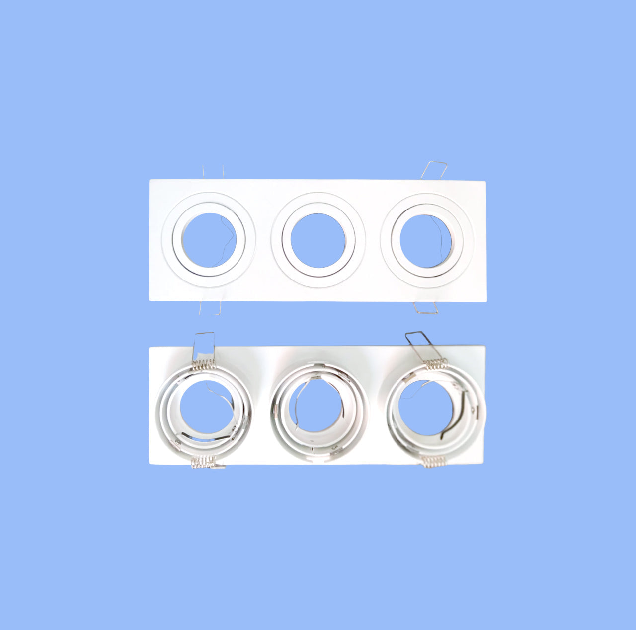 Rectangle White/Black tiltable 3 lights frame suitable for Led Modules/MR 16 lamps till 12W.