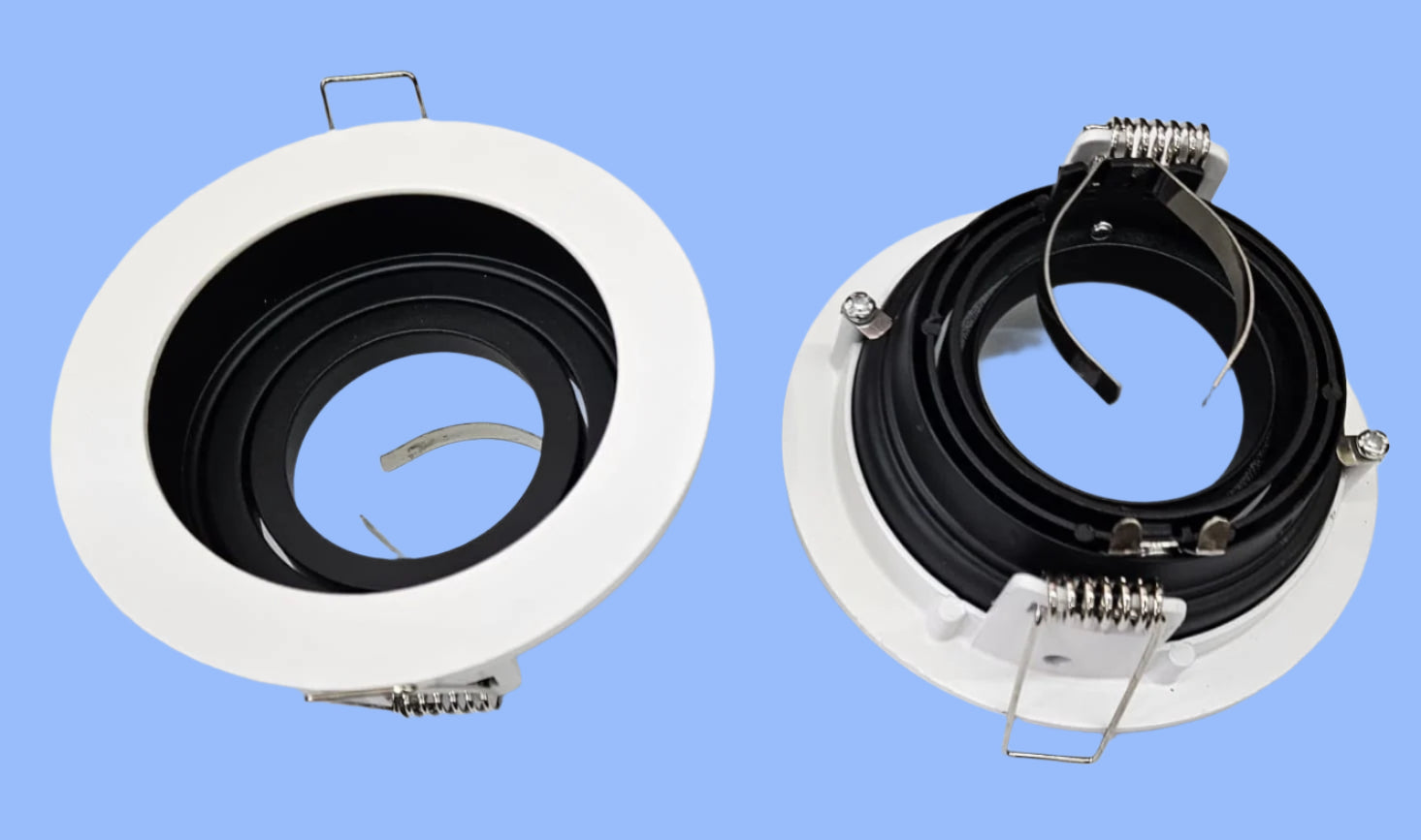Round White+Black tiltable frame suitable for Led Modules/MR 16 lamps till 12W.